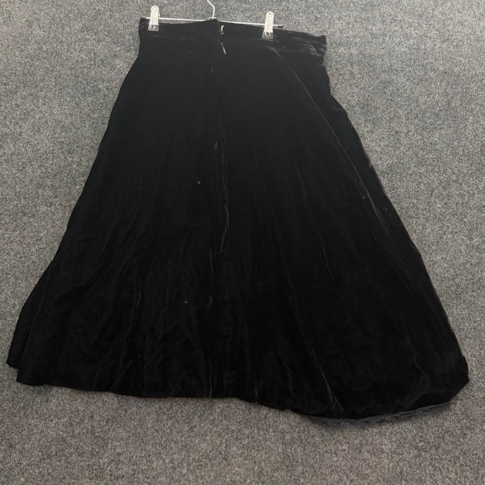 Vintage Talbots Black Velvet Midi Skirt Women's Size 12 Made In USA Classic